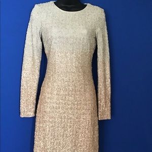 Gorgeous Peach & Cream Sequined Dress w/zipper